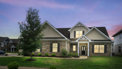 Madison Alabama Home For Sale, Realtor John Wesley brooks, Dusk Photo, front porch, brick home, one story