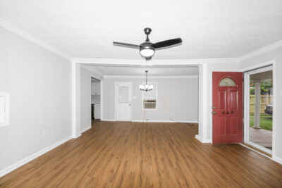 Renovated, move in ready, new paint, gray walls, wood floors, lvp flooring, new lighting, property listed by best realtor in Huntsville, John Wesley Brooks