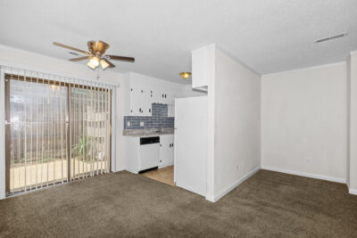 Kitchen, new kitchen, white cabinets, ceiling fan, open floor plan, condo for sale, huntsville alabama, Realtor John Wesley Brooks