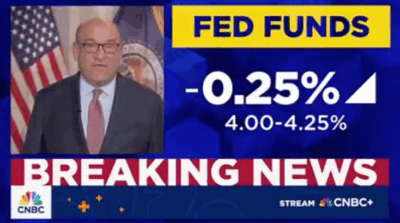 Federal Reserve Fed approves quarter-point interest rate cut and sees two more coming this year