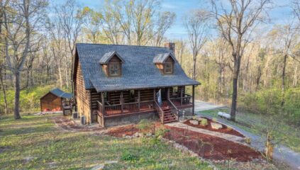 Custom log cabin outside of Huntsville Alabama, Basement home with chicken coop, detached building, mountain views, upgraded home, listed by the best realtor in Huntsville Alabama John Wesley Brooks