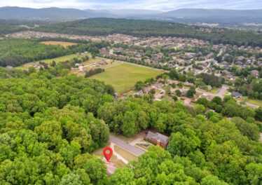 Mountain views, aerial view of home for sale on old big cove area, Huntsville Alabama home for sale