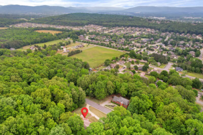 Mountain views, aerial view of home for sale on old big cove area, Huntsville Alabama home for sale