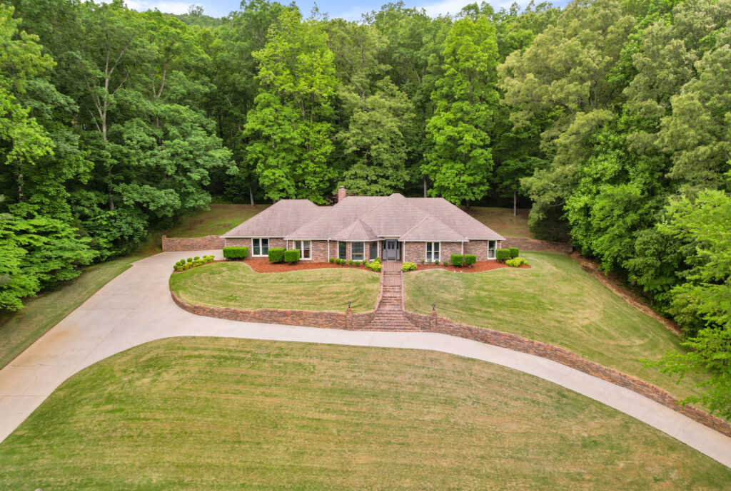 Mountain views, aerial view of home for sale on old big cove area, Huntsville Alabama home for sale, Top Huntsville Realtor John Wesley Brooks